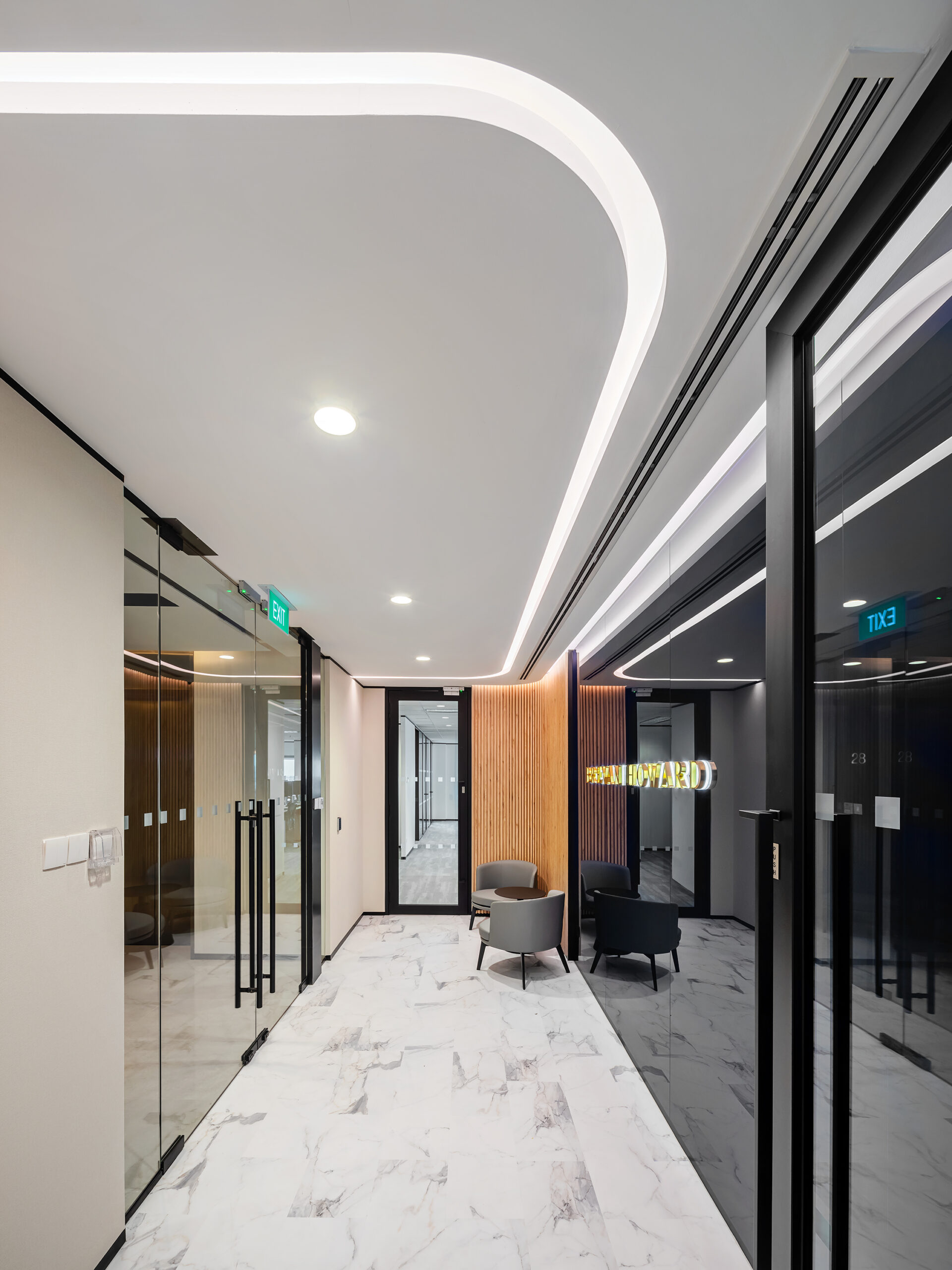 Brevan Howard office interior design reception at 6 Temasek Boulevard Singapore