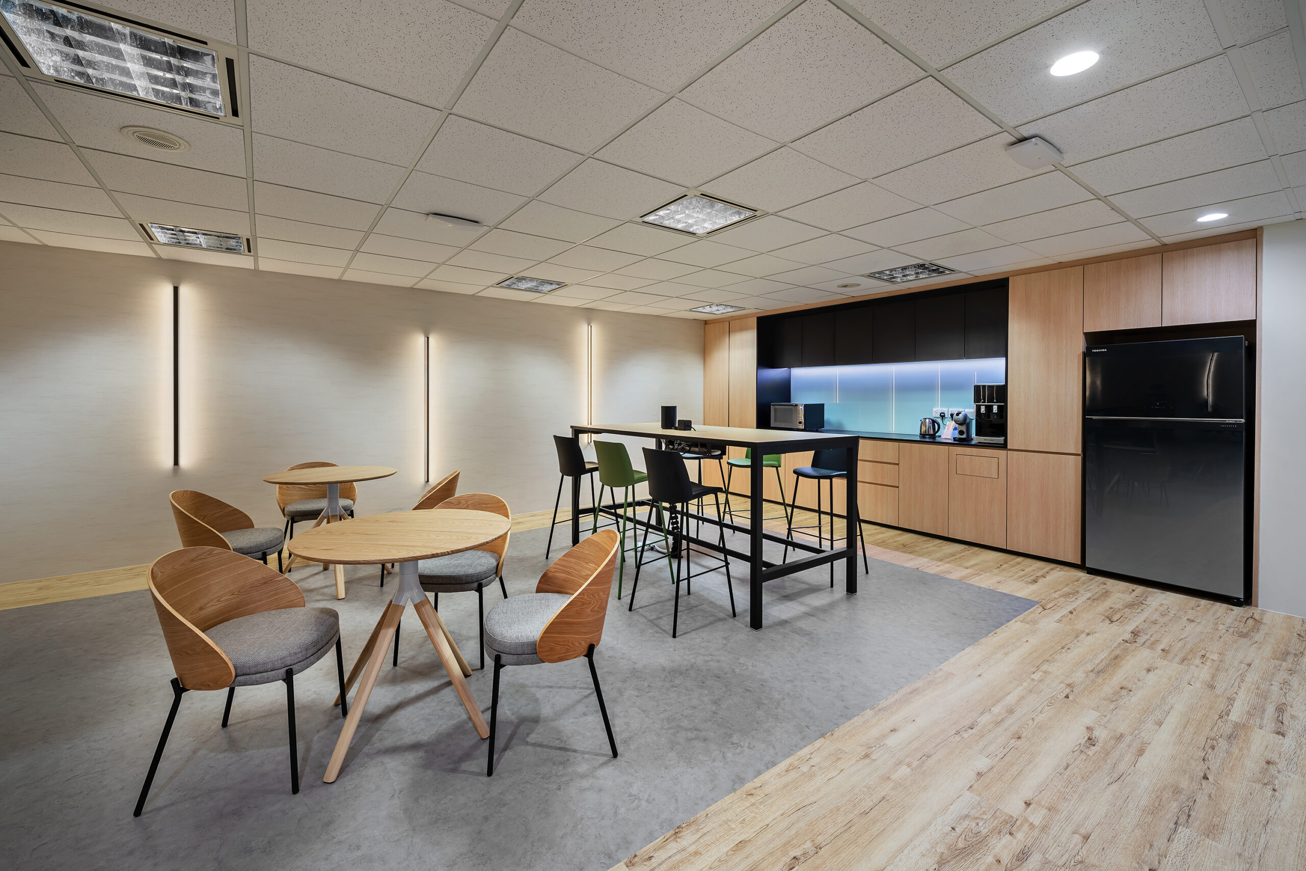 Brother Café collaborative workspace with timber seating and pantry facilities