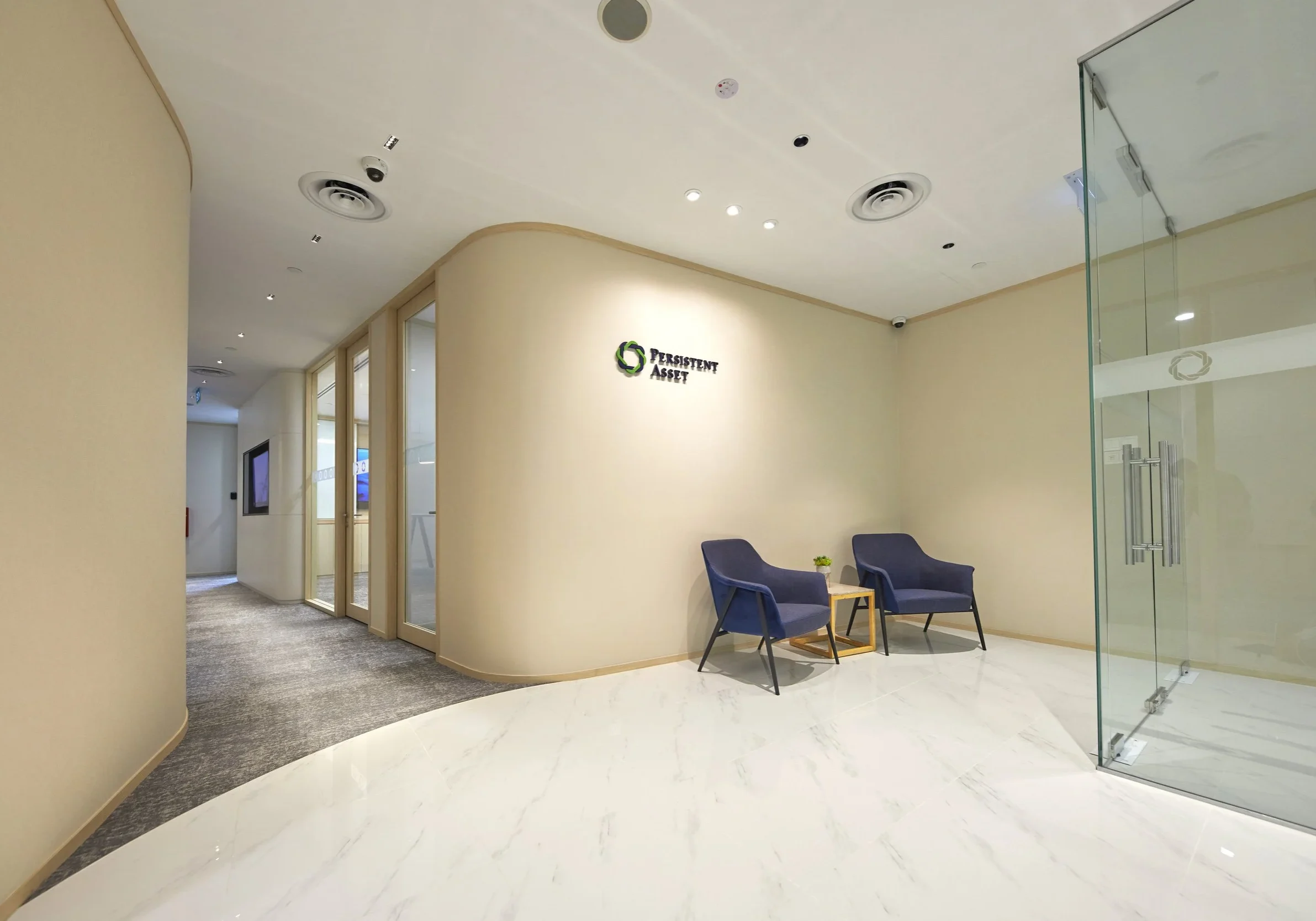 Persistent Asset office interior design reception at MBFC Tower 2 Singapore