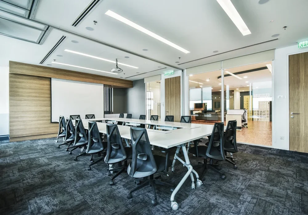 Zimmer Biomet boardroom with flexible meeting tables and presentation facilities