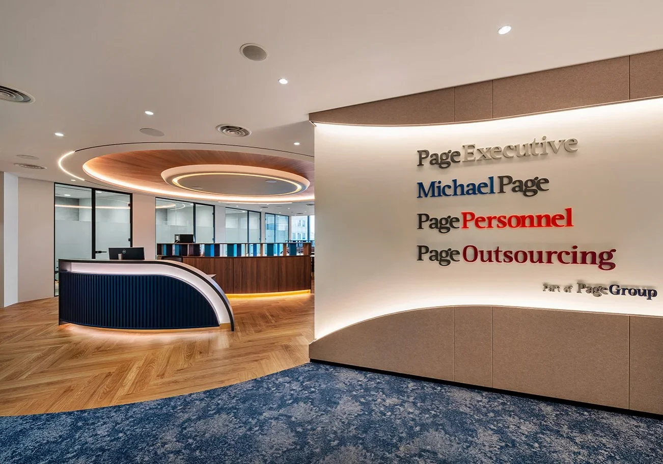 Michael Page office interior design reception at One Raffles Place Singapore