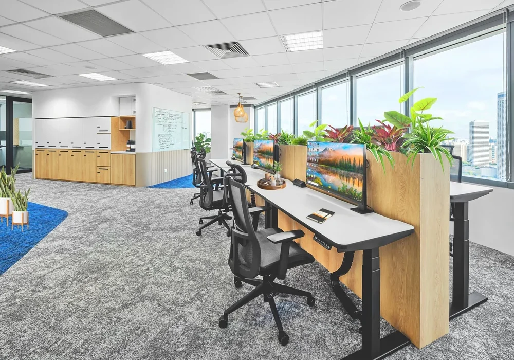 Arohi open-plan office with ergonomic workstations and window-side greenery